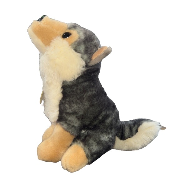 Howling Gray Wolf Grey Plush MIYONI Aurora 9" Inch Stuffed Animal Plush Sitting - Picture 1 of 7